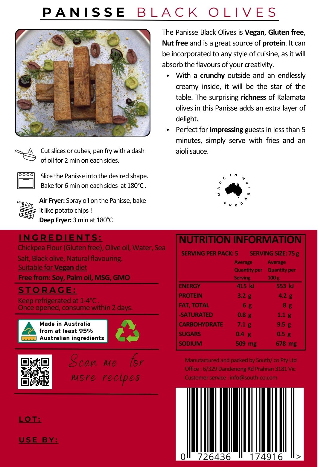 Panisse Black Olives