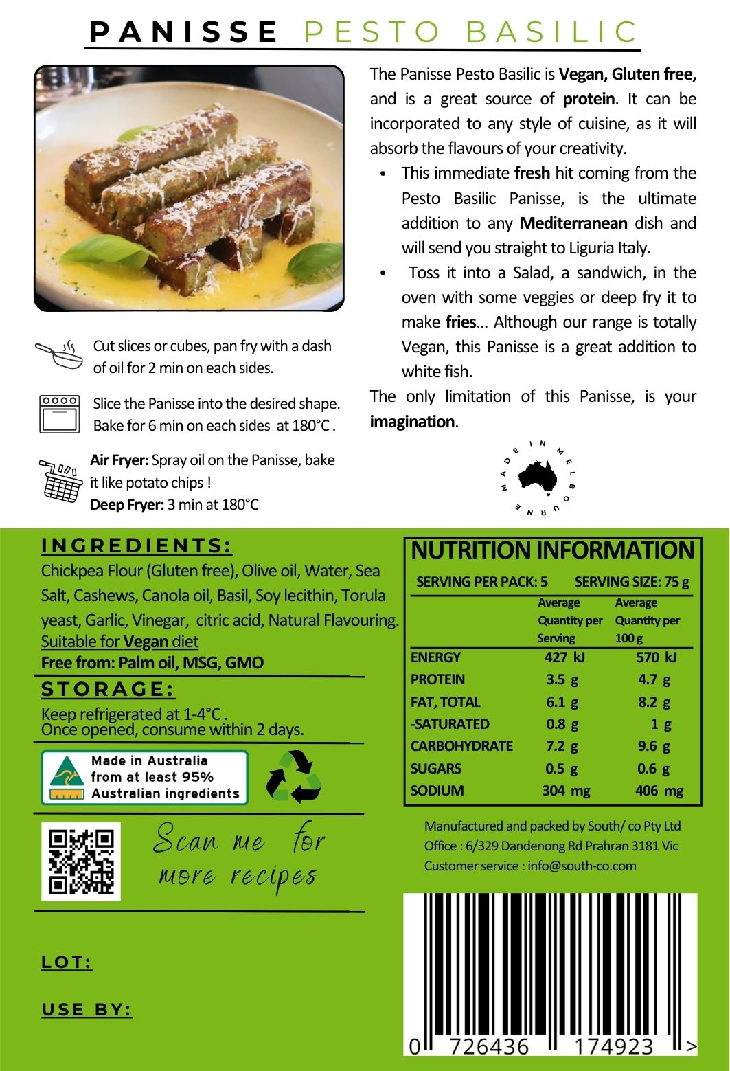 Panisse Pesto Basilic